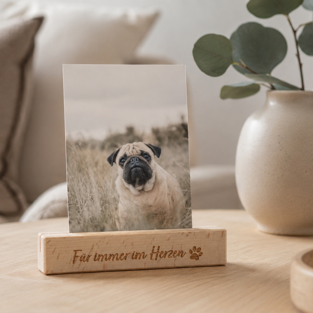 Fotohalter, Bilderleiste aus Holz, Hund, Katze, Für immer im Herzen