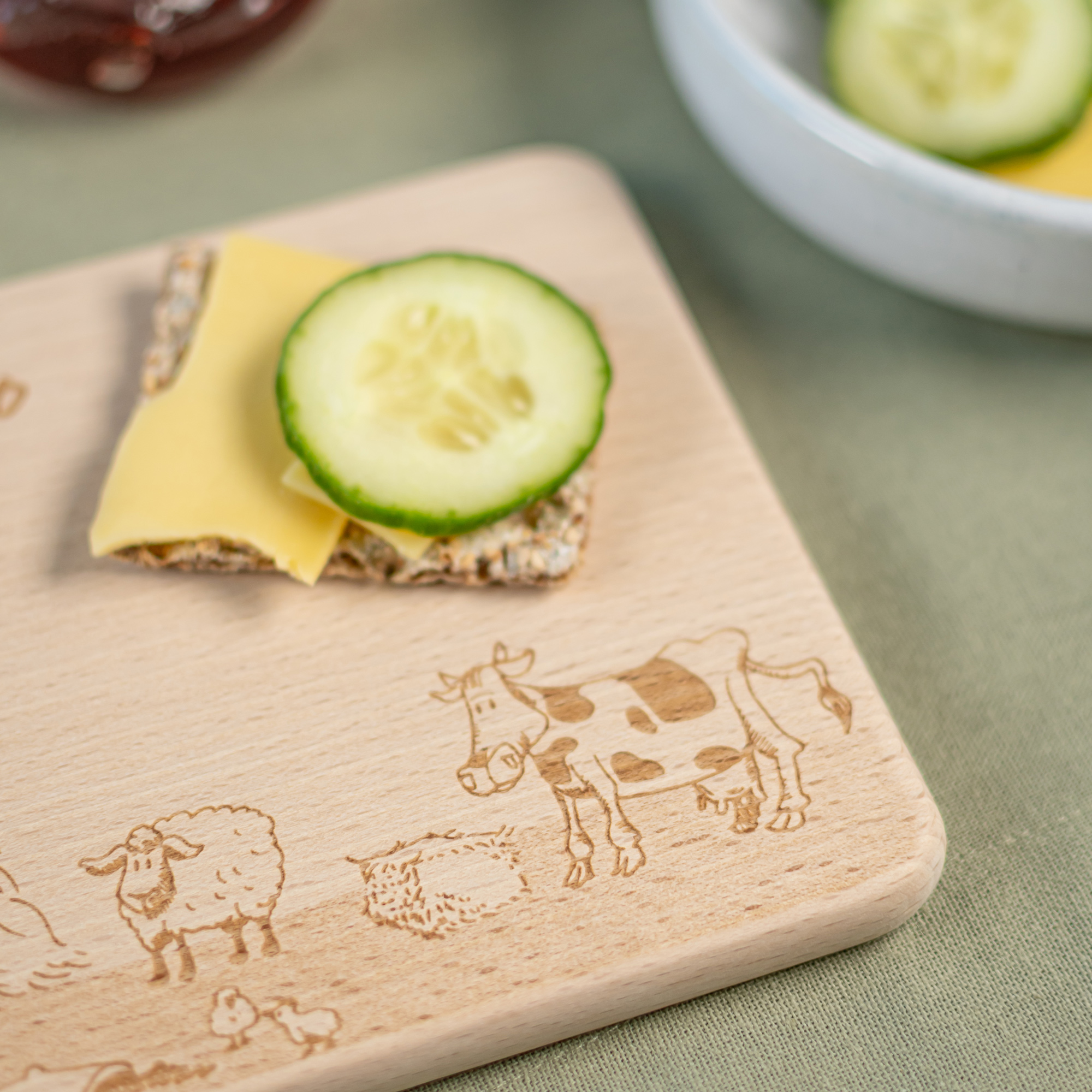 Brettchen aus Holz, personalisiert, Kuh, Pferd, Schwein, Bauernhof