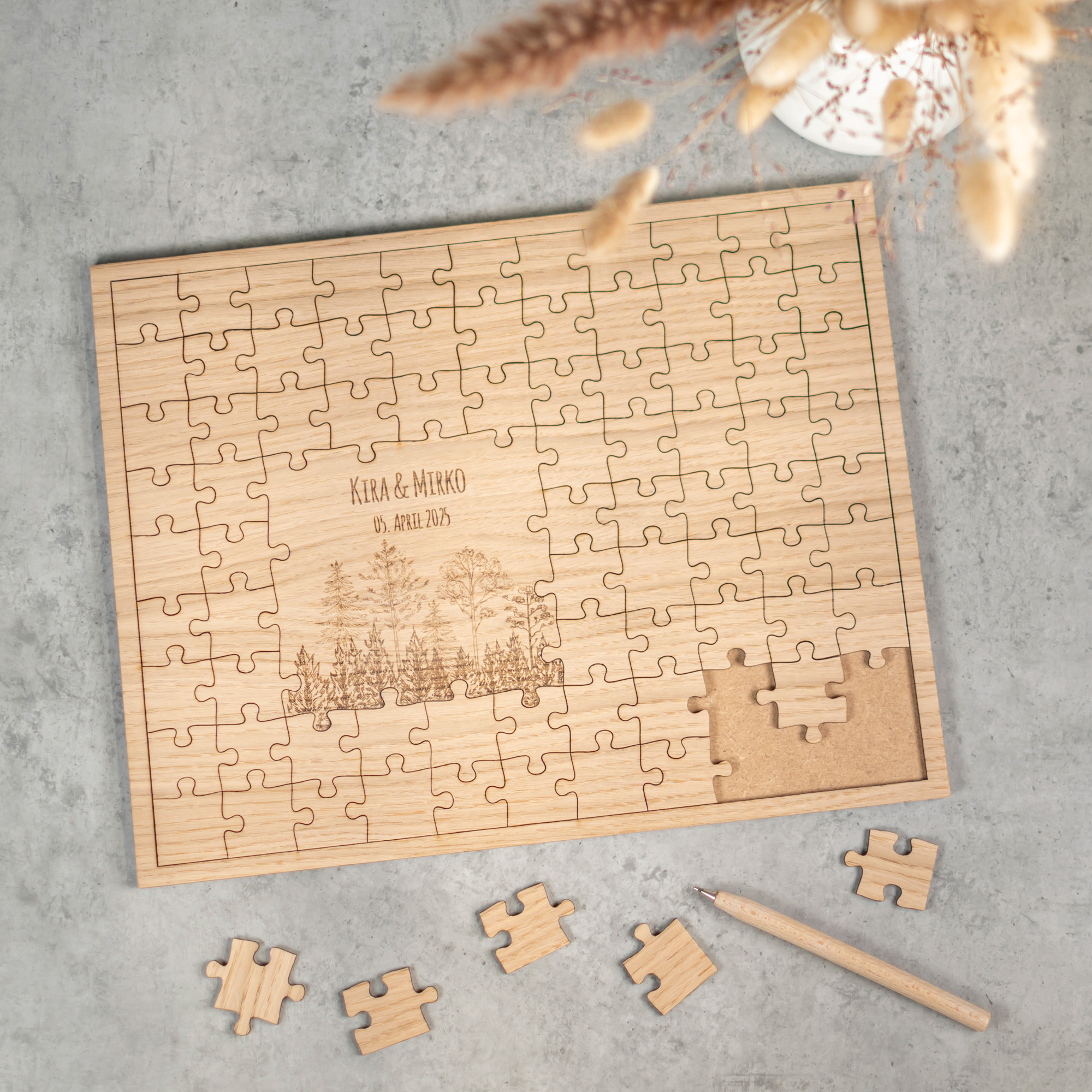 Hochzeitsgästebuch als Puzzle zum Unterschreiben - personalisiert