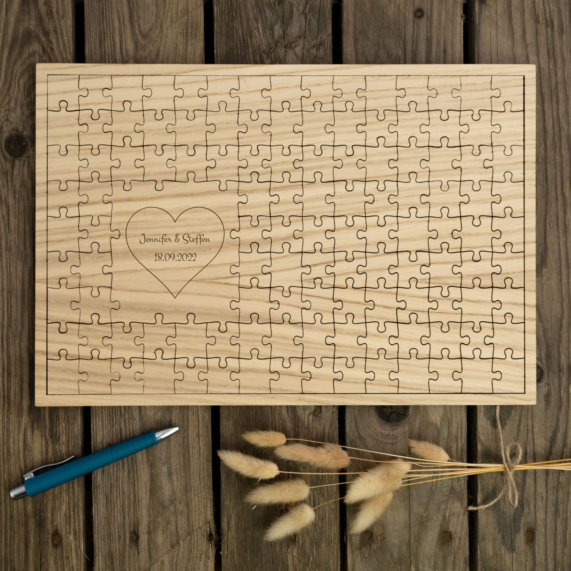 Gästebuch Puzzle Holz zur Hochzeit, Love 120 Teile, personalisiert